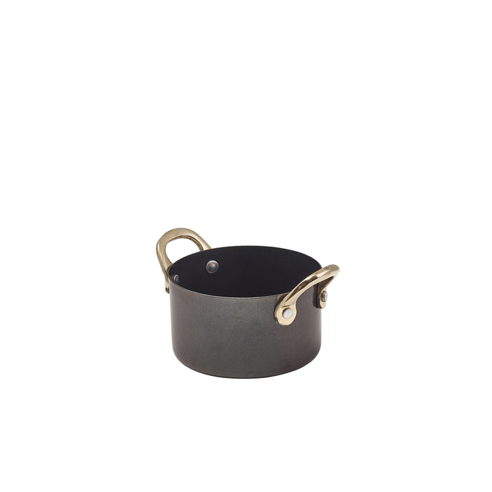 Genware Black Vintage Steel Mini Casserole Dish 9 x 5.25cm (Box Of 6)