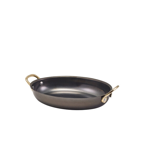 Genware Black Vintage Steel Oval Dish 20.75 x 15.75cm (Box Of 6)