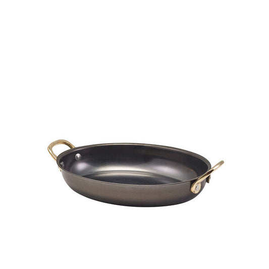 Genware Black Vintage Steel Oval Dish 20.75 x 15.75cm (Box Of 6)