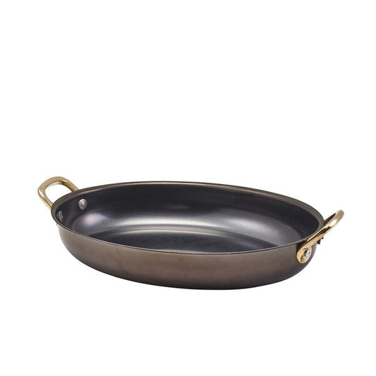 Genware Black Vintage Steel Oval Dish 24.5 x 17.5cm (Box Of 6)