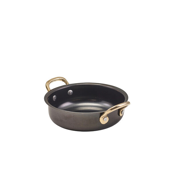 Genware Black Vintage Steel Round Dish 13.5 x 3.75cm (Box Of 6)