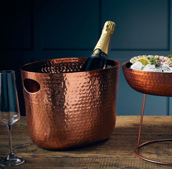 Genware Copper Aluminium Hammered Wine Bucket 30.5cm