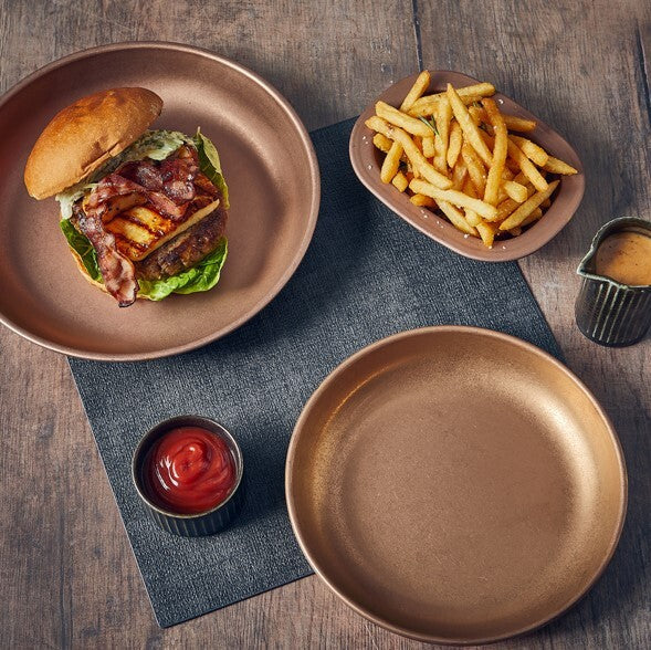 Genware Copper Vintage Steel Coupe Plate 24cm (Box Of 12)