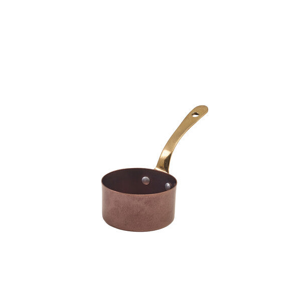Genware Copper Vintage Steel Mini Sauce Pan 7 x 3.75cm (Box Of 6)