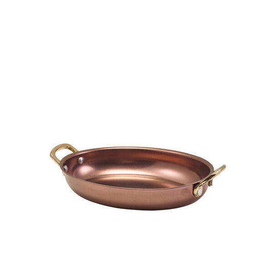 Genware Copper Vintage Steel Oval Dish 20.75 x 15.75cm (Box Of 6)