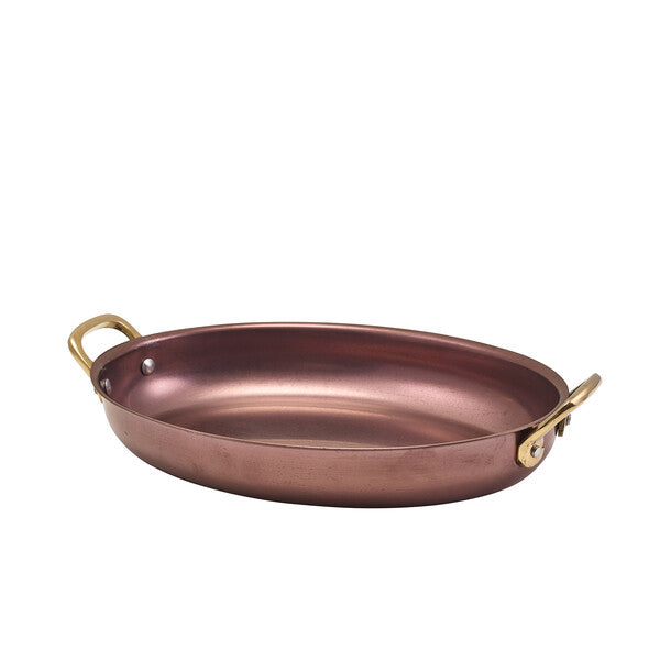 Genware Copper Vintage Steel Oval Dish 24.5 x 17.5cm (Box Of 6)
