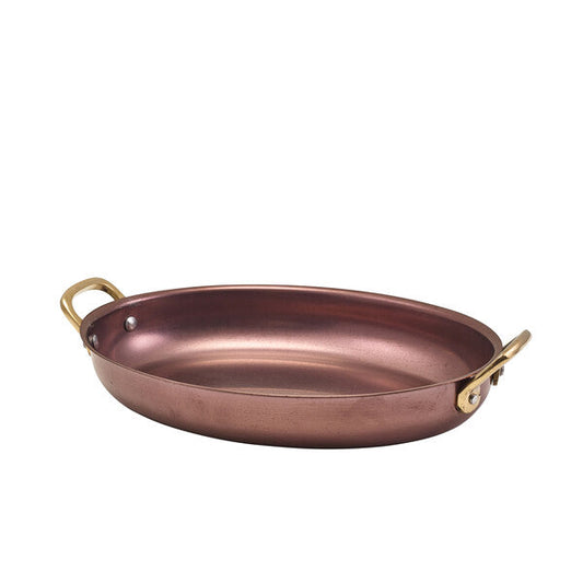Genware Copper Vintage Steel Oval Dish 24.5 x 17.5cm (Box Of 6)