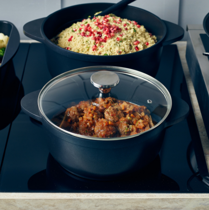 Genware Glass Lid For Cast Aluminium Casserole Dish 24cm