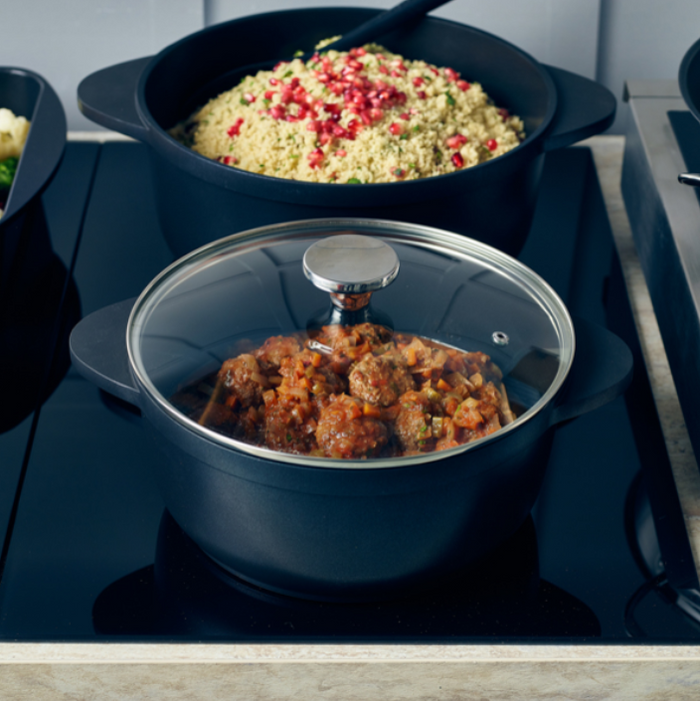 Genware Glass Lid For Cast Aluminium Casserole Dish 28cm