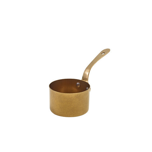 Genware Gold Vintage Steel Mini Sauce Pan 7.8 x 4.5cm (Box Of 6)