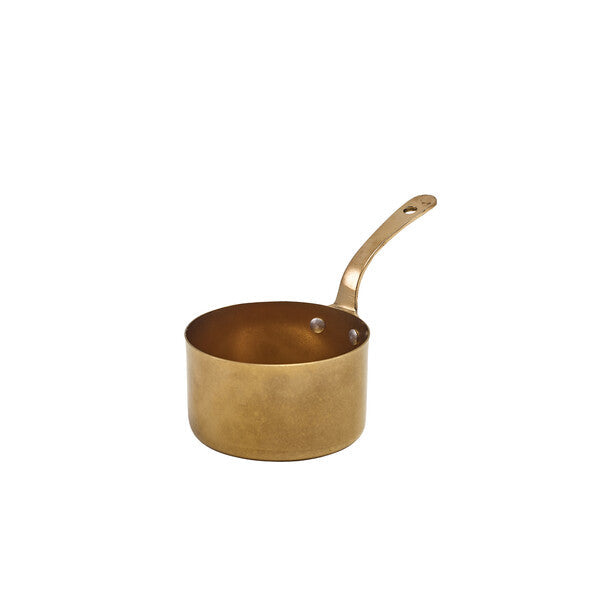 Genware Gold Vintage Steel Mini Sauce Pan 9 x 5.25cm (Box Of 6)