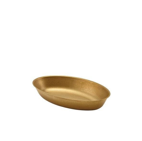 Genware Gold Vintage Steel Oval Dish 17.5 x 11cm (Box Of 6)