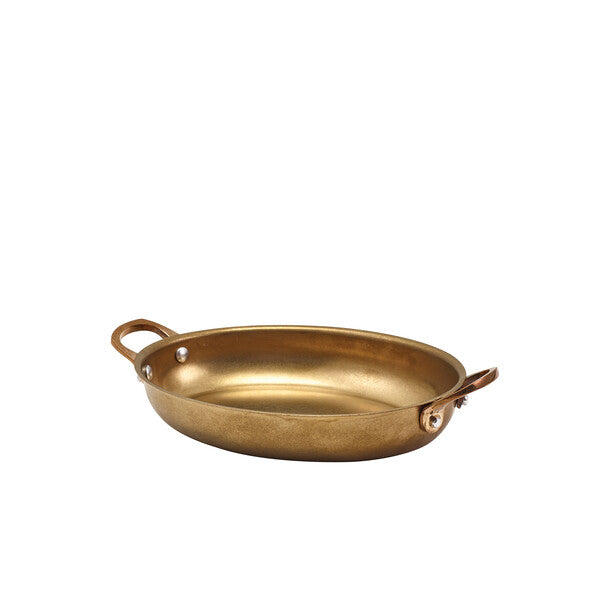 Genware Gold Vintage Steel Oval Dish 20.75 x 15.75cm (Box Of 6)