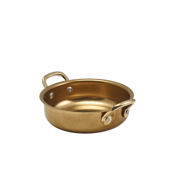 Genware Gold Vintage Steel Round Dish 13.5 x 3.75cm (Box Of 6)