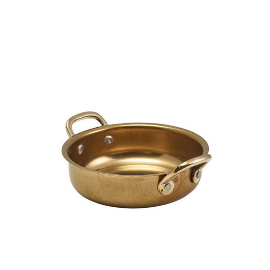 Genware Gold Vintage Steel Round Dish 13.5 x 3.75cm (Box Of 6)