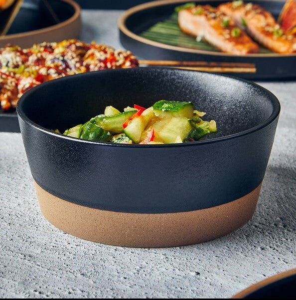 Genware Kava Black Stoneware Bowl 15.5cm (Box Of 6)