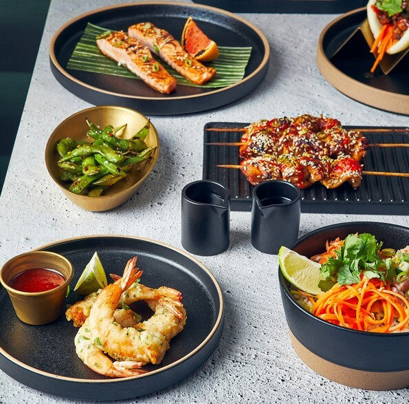 Genware Kava Black Stoneware Presentation Plate 25cm (Box Of 6)