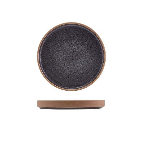 Genware Kava Black Stoneware Raw Wall Presentation Plate 18cm (Box Of 6)