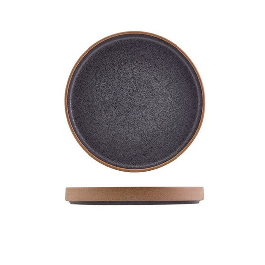 Genware Kava Black Stoneware Raw Wall Presentation Plate 20cm (Box Of 6)
