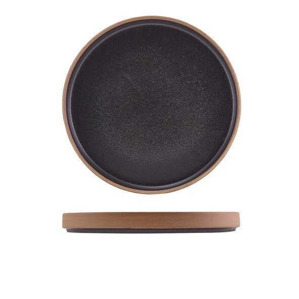 Genware Kava Black Stoneware Raw Wall Presentation Plate 25cm (Box Of 6)