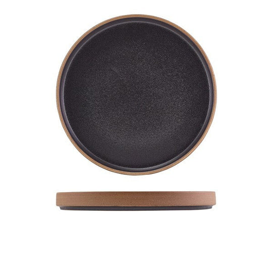 Genware Kava Black Stoneware Raw Wall Presentation Plate 25cm (Box Of 6)