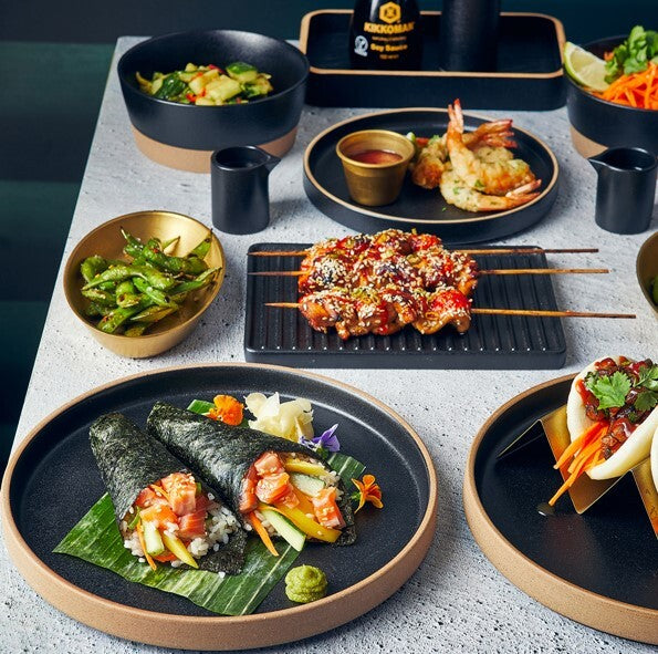 Genware Kava Black Stoneware Raw Wall Presentation Plate 25cm (Box Of 6)
