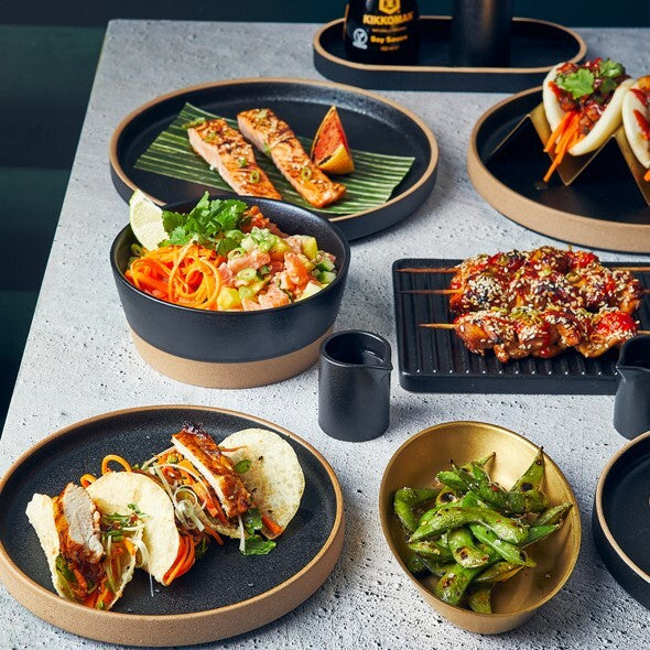 Genware Kava Black Stoneware Raw Wall Presentation Plate 25cm (Box Of 6)