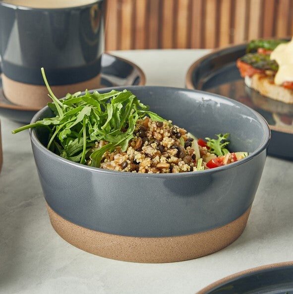Genware Kava Dark Grey Stoneware Bowl 15.5cm (Box Of 6)