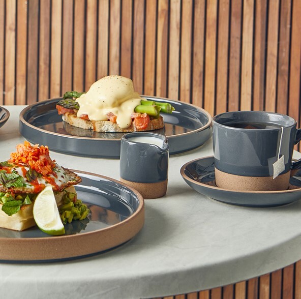 Genware Kava Dark Grey Stoneware Presentation Plate 25cm (Box Of 6)
