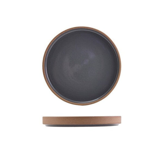 Genware Kava Dark Grey Stoneware Raw Wall Presentation Plate 18cm (Box Of 6)