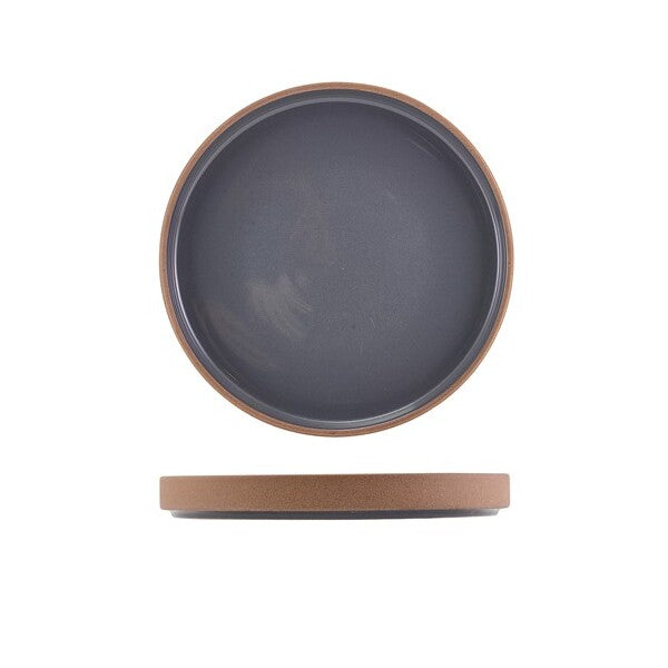 Genware Kava Dark Grey Stoneware Raw Wall Presentation Plate 20cm (Box Of 6)