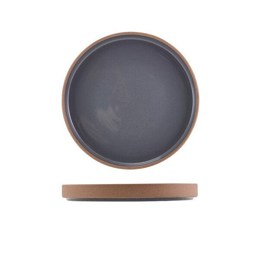 Genware Kava Dark Grey Stoneware Raw Wall Presentation Plate 20cm (Box Of 6)