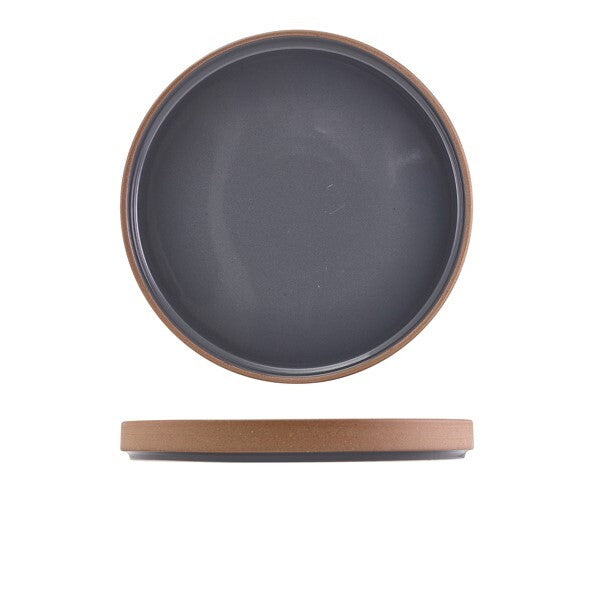 Genware Kava Dark Grey Stoneware Raw Wall Presentation Plate 25cm (Box Of 6)