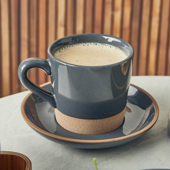Genware Kava Dark Grey Stoneware Saucer 16cm (Box Of 6)
