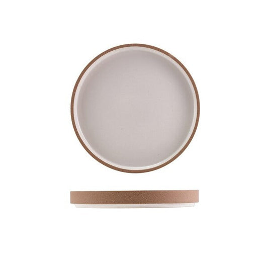 Genware Kava White Stoneware Raw Wall Presentation Plate 18cm (Box Of 6)