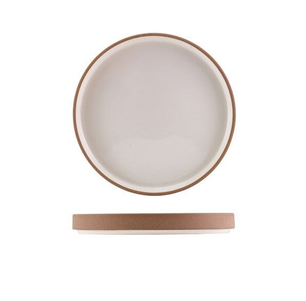 Genware Kava White Stoneware Raw Wall Presentation Plate 20cm (Box Of 6)