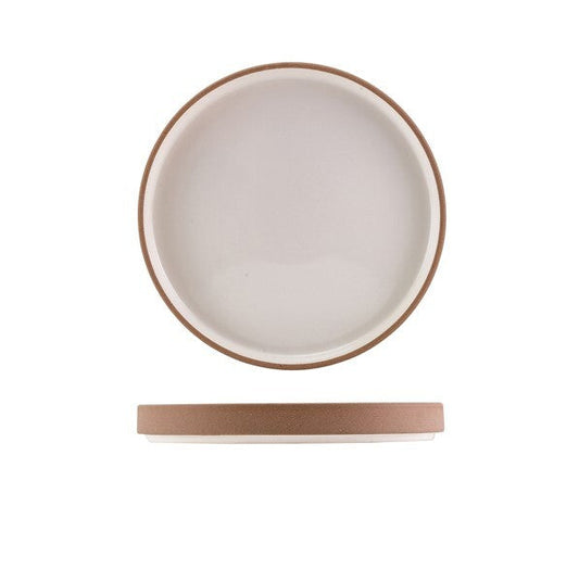 Genware Kava White Stoneware Raw Wall Presentation Plate 20cm (Box Of 6)