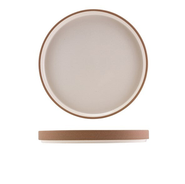 Genware Kava White Stoneware Raw Wall Presentation Plate 25cm (Box Of 6)