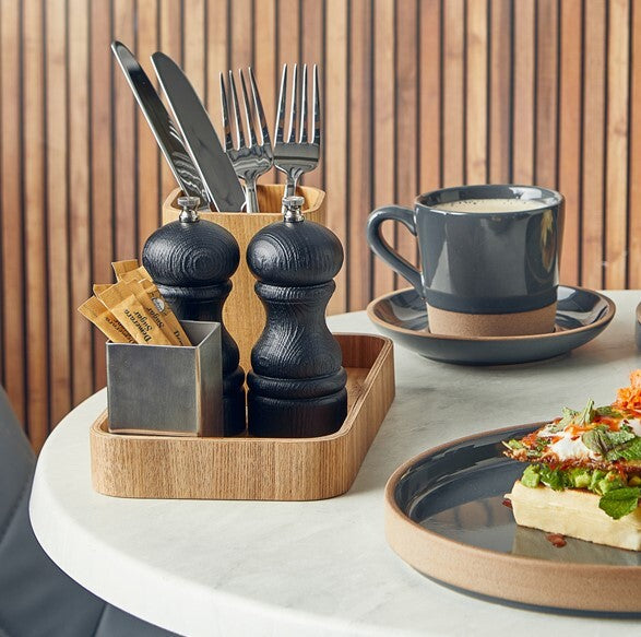 Genware Light Wood Veneer Cutlery Holder