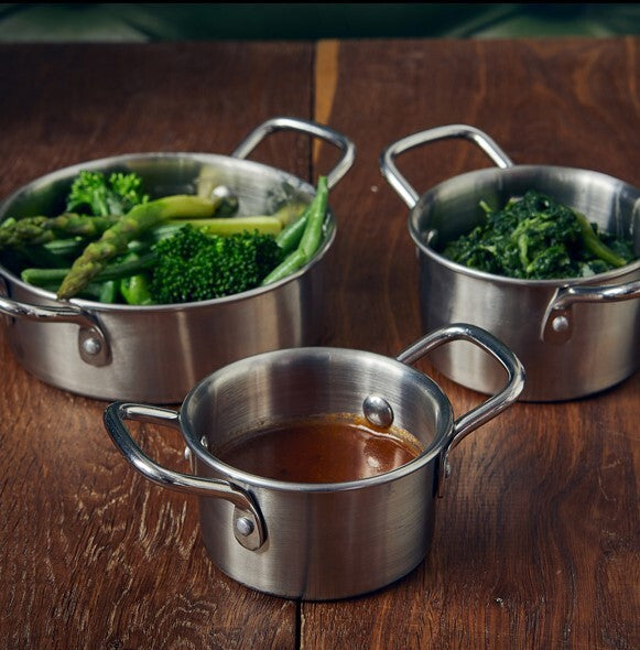 Genware Mini Stainless Steel Casserole Dish 12.8 x 4.2cm (Box Of 12)