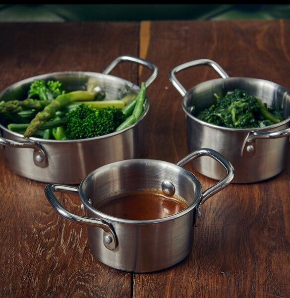 Genware Mini Stainless Steel Casserole Dish 8.6 x 4.7cm (Box Of 12)