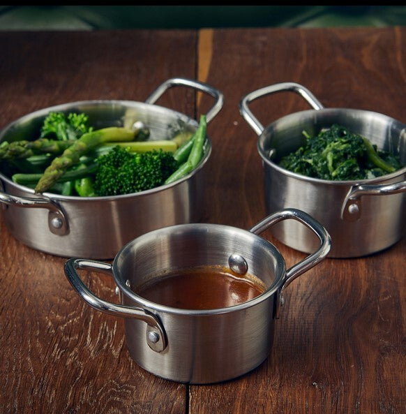 Genware Mini Stainless Steel Casserole Dish 9.2 x 5.2cm (Box Of 12)