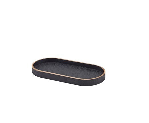 Genware Oval Black Wood Veneer Tray 23 x 11cm