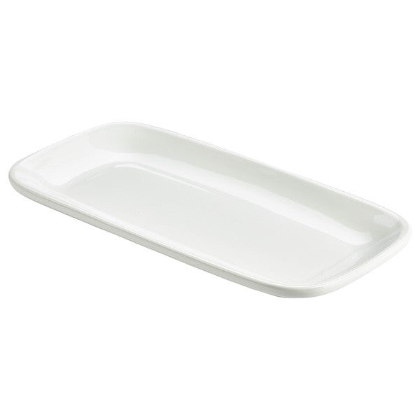 Genware Porcelain Rectangular Rounded Edge Plate 29.5cm x 15cm (Box Of 6)