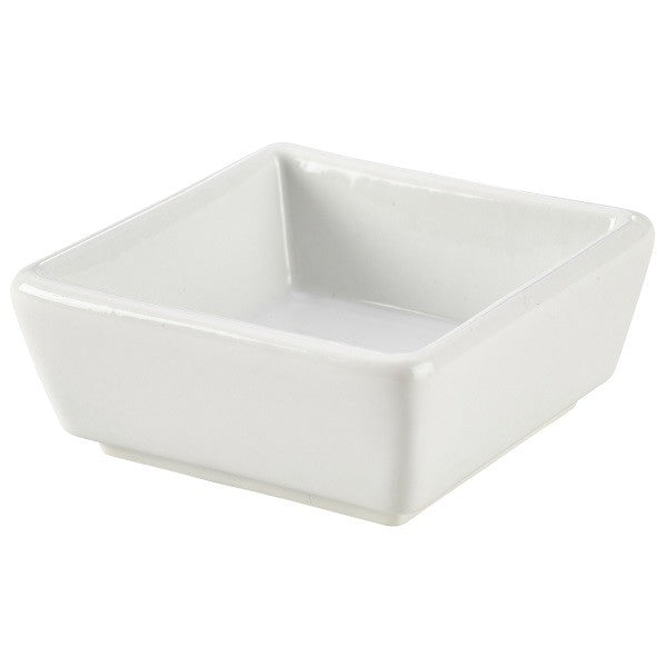 Genware Porcelain Square Dish 8.5cm x 3.5cm (Box Of 6)
