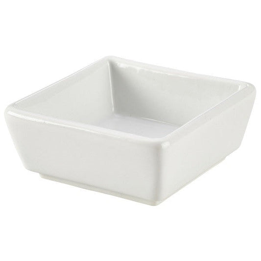 Genware Porcelain Square Dish 8.5cm x 3.5cm (Box Of 6)