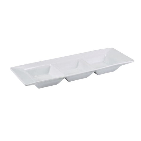 Genware Porcelain Triple Dipping Dish 25cm x 9cm (Box Of 6)