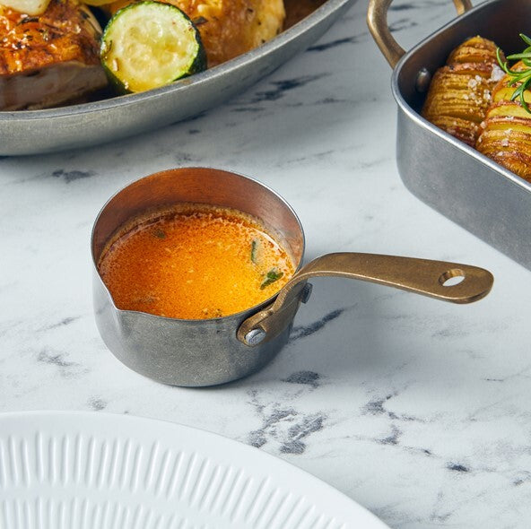 Genware Vintage Steel Mini Sauce Pan With Lip 7.8 x 4.5cm (Box Of 6)