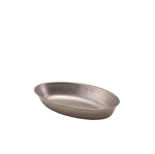 Genware Vintage Steel Oval Dish 17.5 x 11cm (Box Of 6)