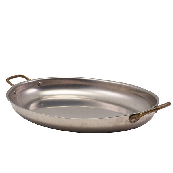 Genware Vintage Steel Oval Dish 37.5 x 26cm (Box Of 3)